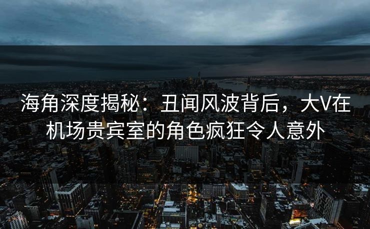海角深度揭秘：丑闻风波背后，大V在机场贵宾室的角色疯狂令人意外