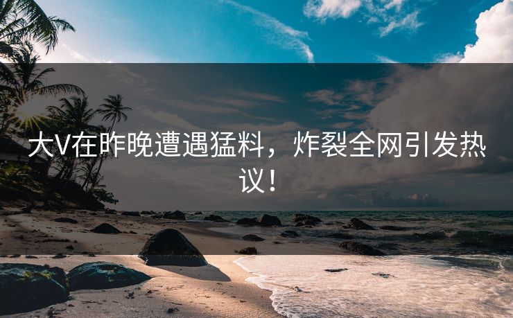 大V在昨晚遭遇猛料，炸裂全网引发热议！