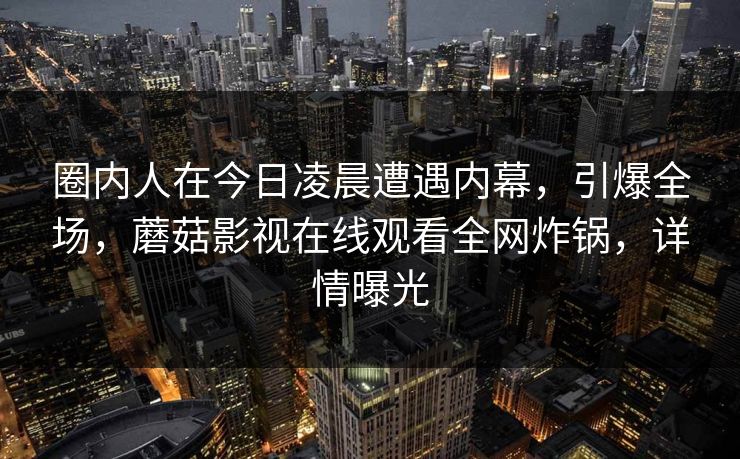 圈内人在今日凌晨遭遇内幕，引爆全场，蘑菇影视在线观看全网炸锅，详情曝光