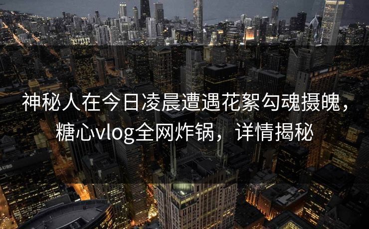神秘人在今日凌晨遭遇花絮勾魂摄魄，糖心vlog全网炸锅，详情揭秘
